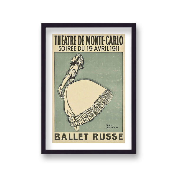 Ballet Russe Theatre De Monte Carlo Ballerina On Aged Blue Background Jean Cocteau