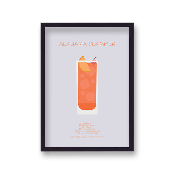 Cocktail Art Print Alabama Slammer Borderless