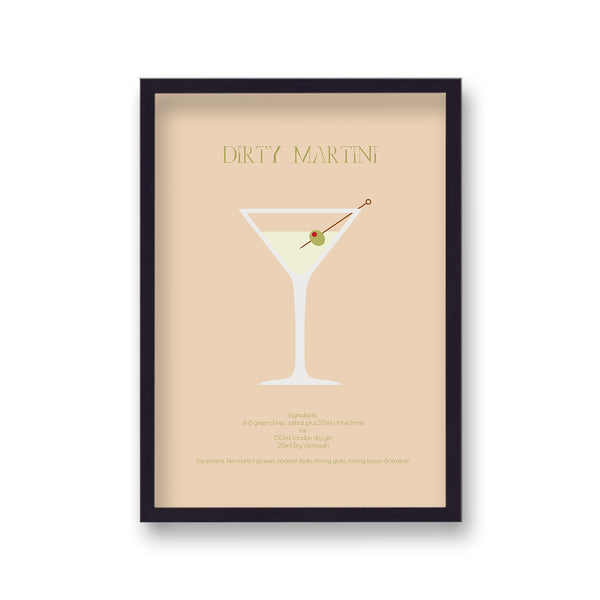 Cocktail Art Print Dirty Martini Borderless