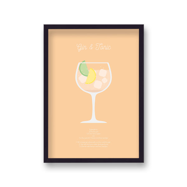 Cocktail Art Print Gin & Tonic Borderless