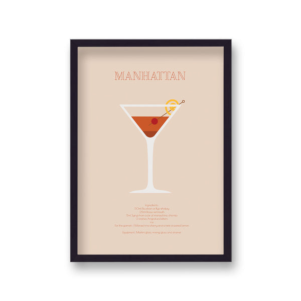 Cocktail Art Print Manhattan Borderless