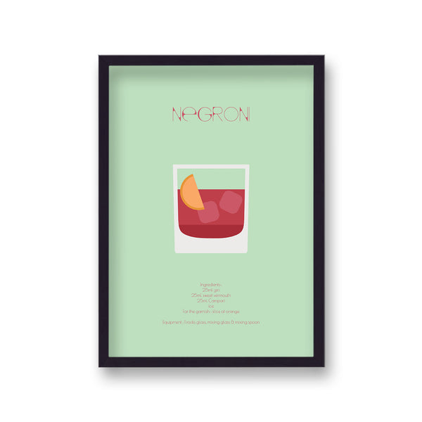 Cocktail Art Print Negroni Borderless