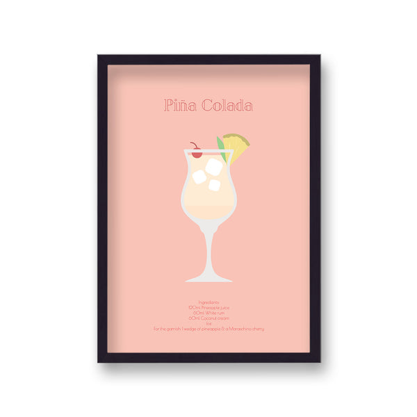 Cocktail Art Print Pina Colada Borderless