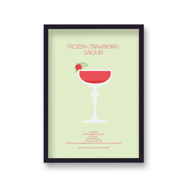 Cocktail Art Print Strawberry Daquiri Borderless
