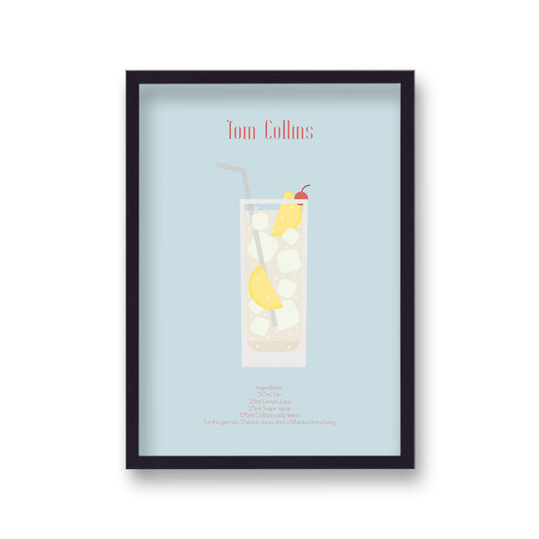 Cocktail Art Print Tom Collins Borderless