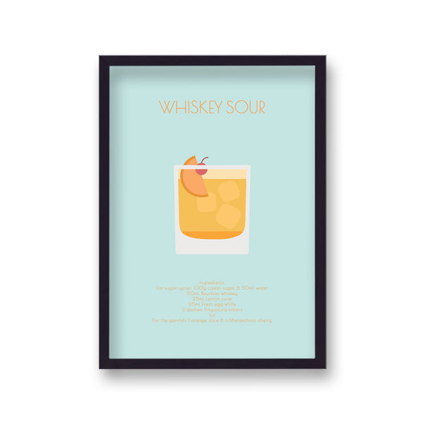 Cocktail Art Print Whiskey Sour Borderless