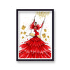 Estee Lauder Red Feathered Gown 2 Gold Swing
