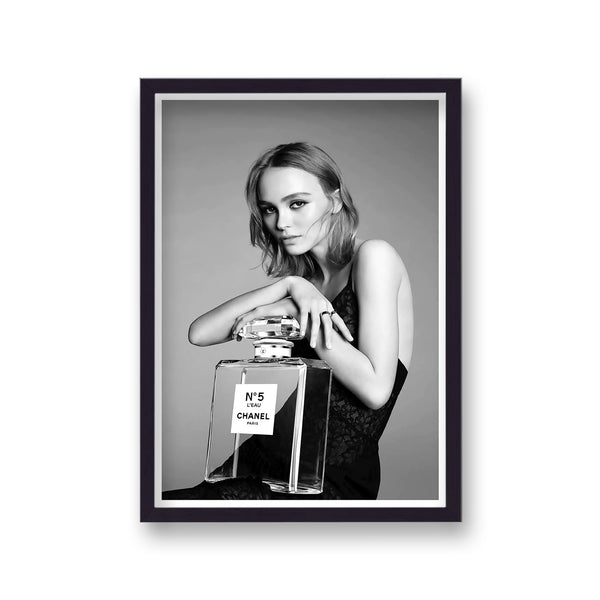 Vintage Chanel No 5 On Lap Lily Rose Depp Black And White