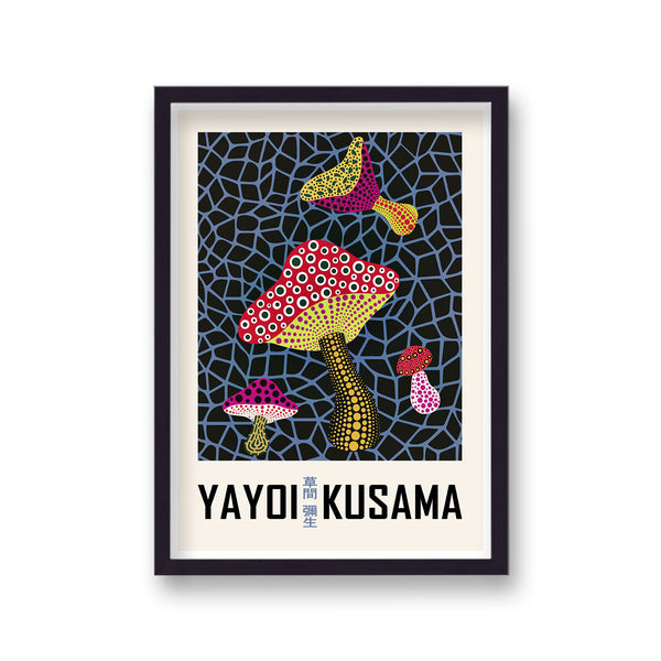 Yayoi Kusama Fungi On Black Art Print