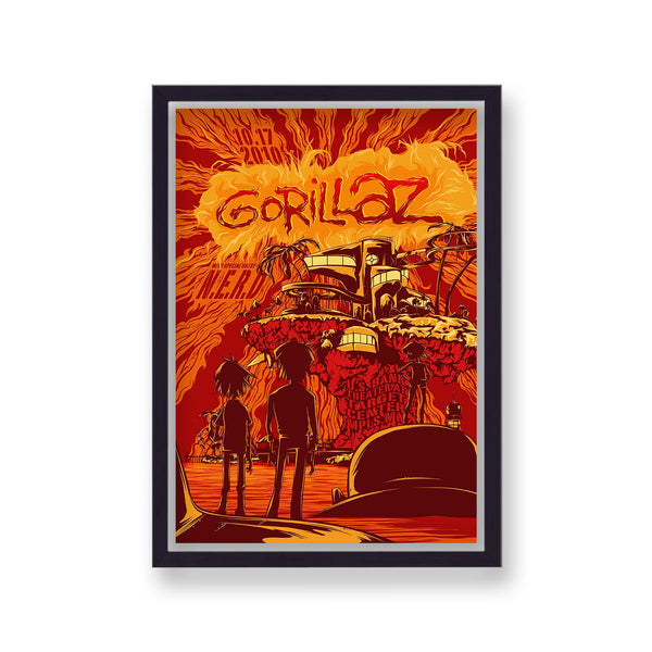 Gorillaz 2010 Live US Bank Vintage Poster Art