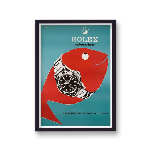 Rolex Submariner Red Fish Vintage Advertising Print