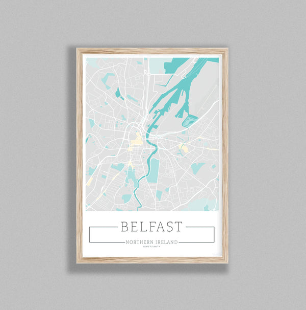 City Location Ordnance Map Typography Blue Belfast