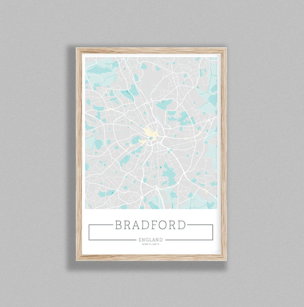 City Location Ordnance Map Typography Blue Bradford