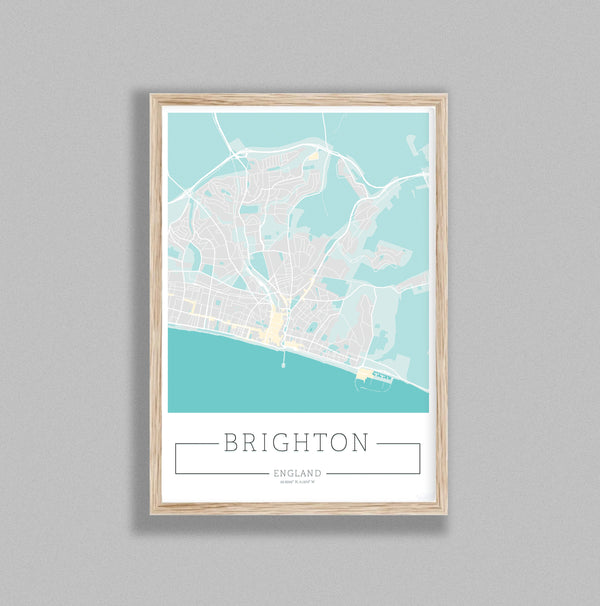 City Location Ordnance Map Typography Blue Brighton