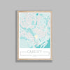 City Location Ordnance Map Typography Blue Cardiff