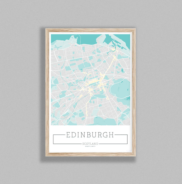City Location Ordnance Map Typography Blue Edinburgh