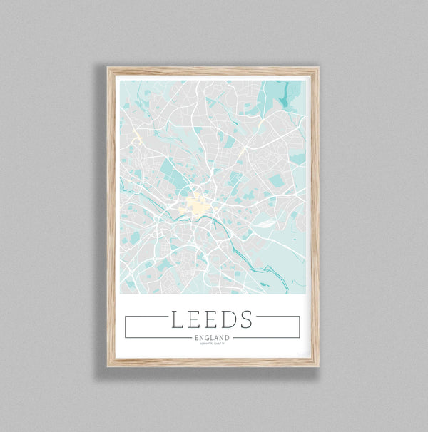 City Location Ordnance Map Typography Blue Leeds