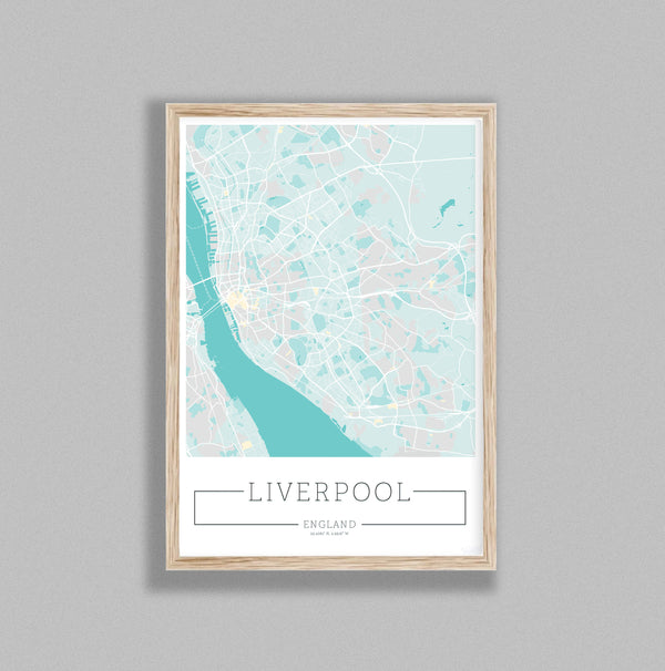City Location Ordnance Map Typography Blue Liverpool