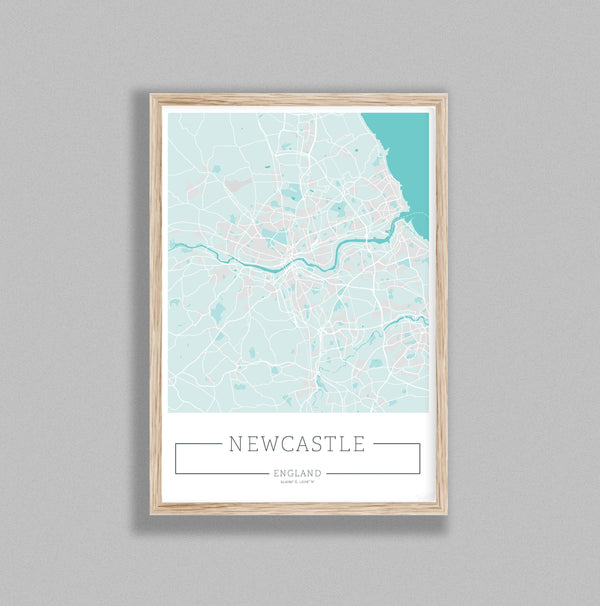 City Location Ordnance Map Typography Blue Newcastle