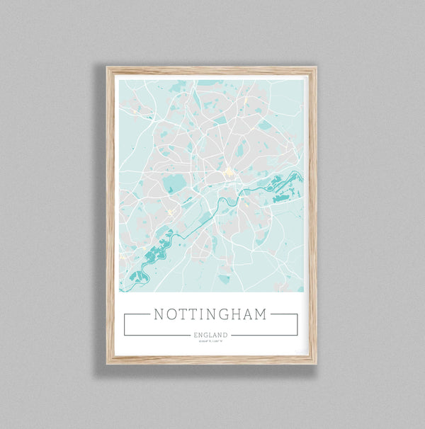 City Location Ordnance Map Typography Blue Nottingham