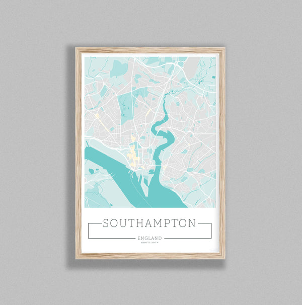 City Location Ordnance Map Typography Blue Southampton