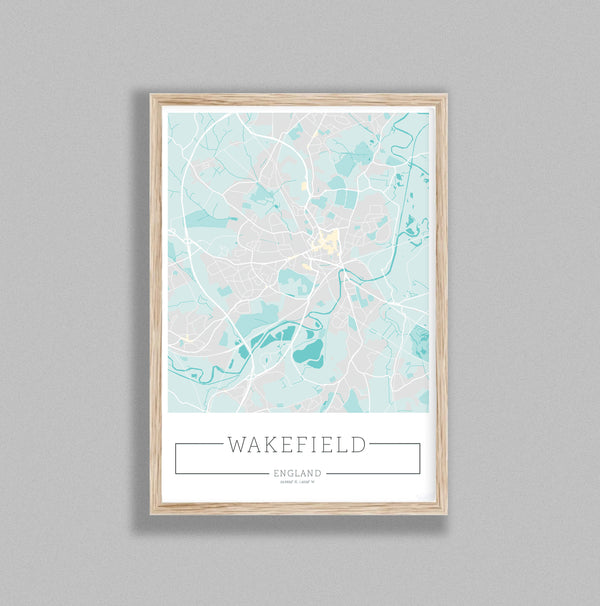 City Location Ordnance Map Typography Blue Wakefield
