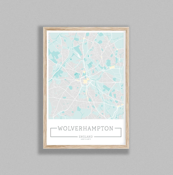 City Location Ordnance Map Typography Blue Wolverhampton