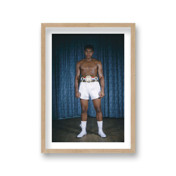 A Serious Young Ali Poses For Portrait In Full Fight Kit Vintage Icon Print
