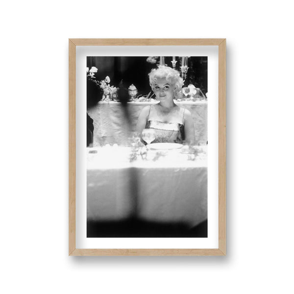 Marilyn Sat Alone At Glamourous Function Smiling Photographed From A Distance Vintage Icon Print