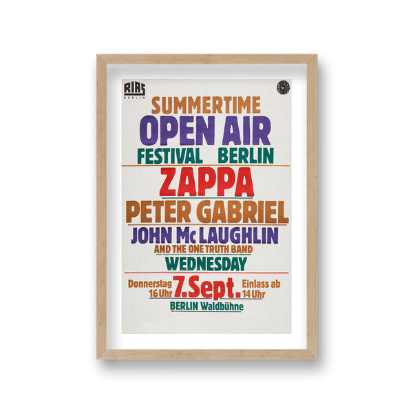 Frank Zappa Peter Gabriel Summertime Open Air Festival Berlin Concert Poster