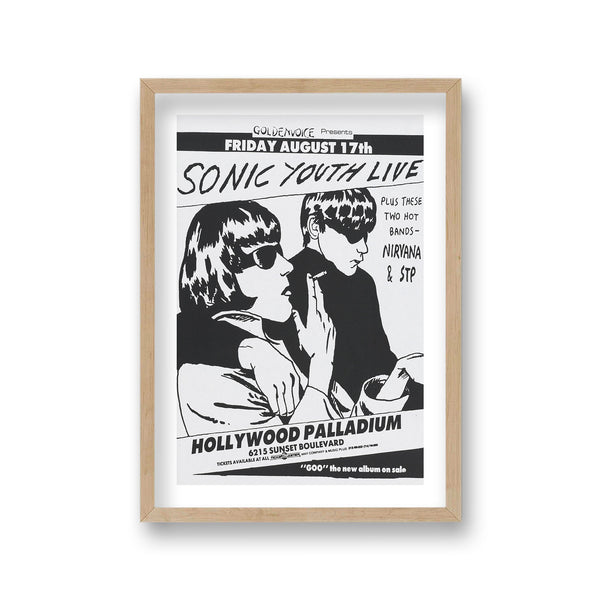 Sonic Youth Nirvana Hollywood Palladium Live Vintage Concert Poster