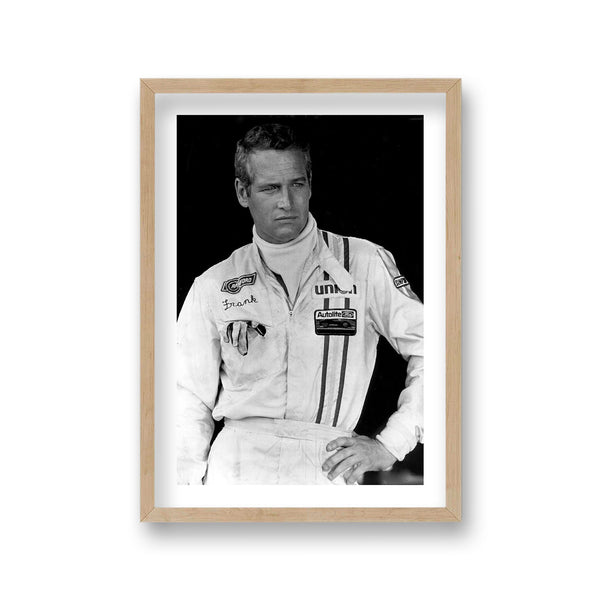 Paul Newman Portrait In White Motor Racing Suit Vintage Icon Print