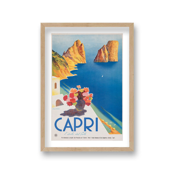 Capri Graphic Aerial View Of Bay Vintage Travel Poster