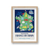 Discover France By Train France Country Map Graphic Vintage Travel Print