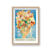 Monte Carlo Graphic Naked Girl Holding Huge Flower Bouquet Vintage Travel Print