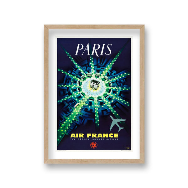 Air France Paris Champs Elysees Graphic Vintage Travel Print
