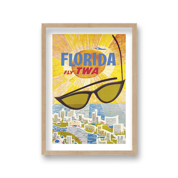 Fly Twa Florida Vintage Travel Print