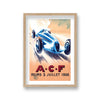 Acf Reims Vintage Blue Racing Car Vintage Motor Racing Print