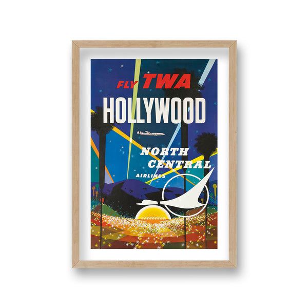 Fly Twa Hollywood Vintage Travel Print