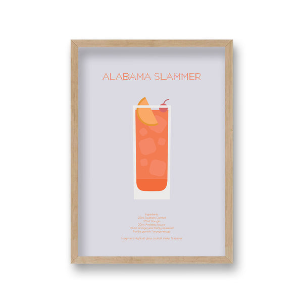 Cocktail Art Print Alabama Slammer Borderless