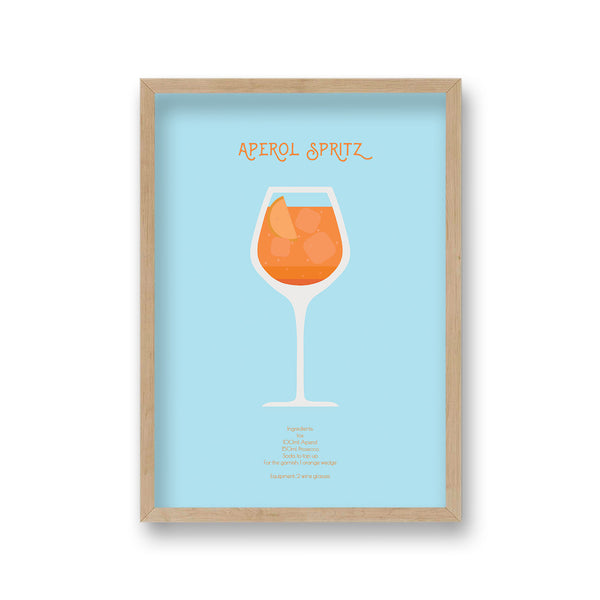 Cocktail Art Print Aperol Spritz Borderless