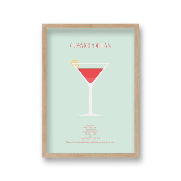 Cocktail Art Print Cosmopolitan Borderless