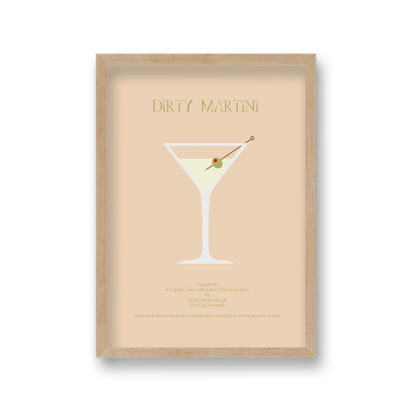 Cocktail Art Print Dirty Martini Borderless