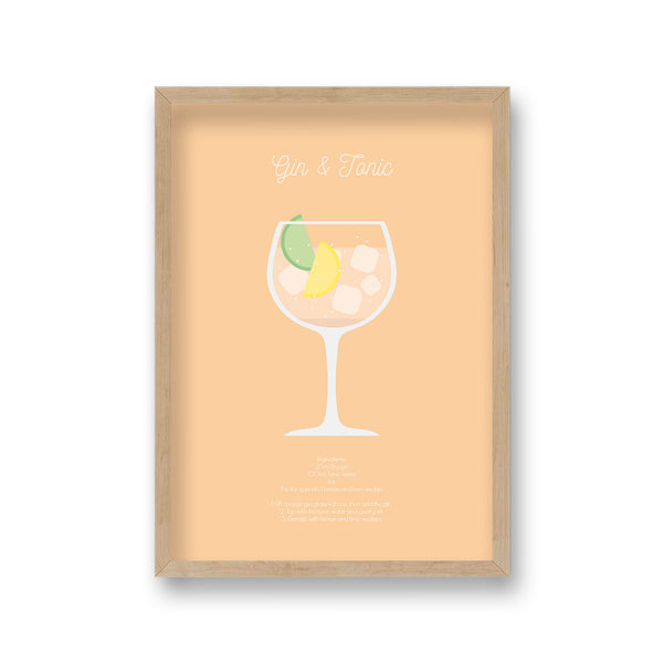 Cocktail Art Print Gin & Tonic Borderless
