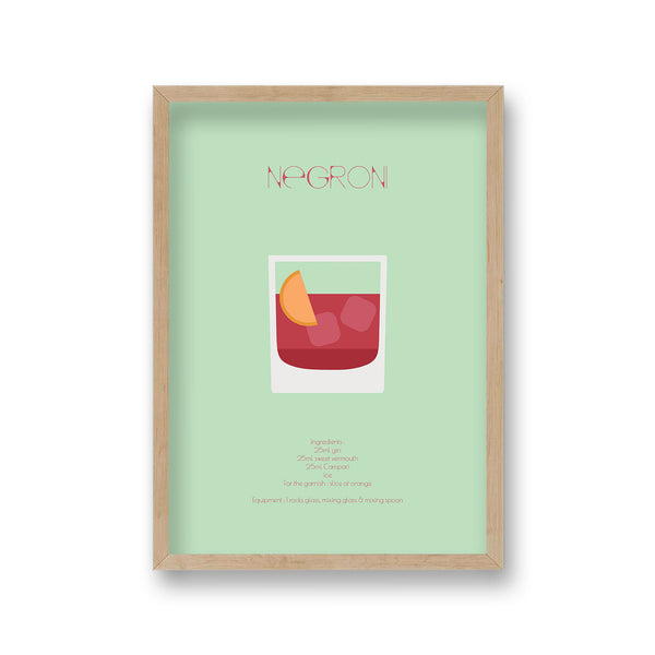 Cocktail Art Print Negroni Borderless
