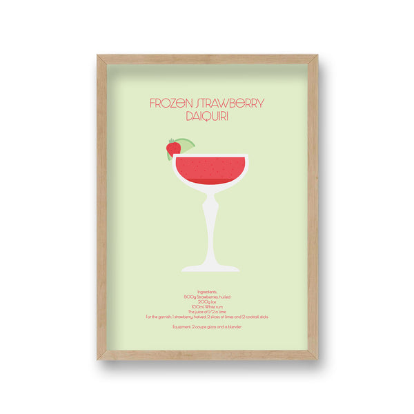 Cocktail Art Print Strawberry Daquiri Borderless