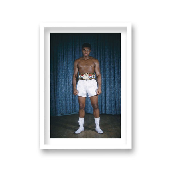 A Serious Young Ali Poses For Portrait In Full Fight Kit Vintage Icon Print