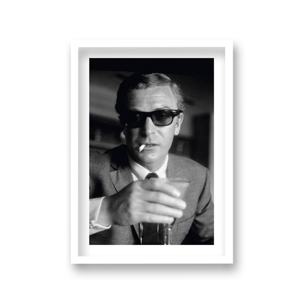 Michael Caine Iconic Portrait Wearing Tailored Suit And Dark Sunglasses Cigarette In Mouth Vintage Icon Print
