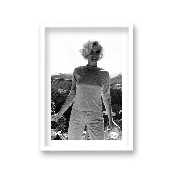 Marilyn Relaxing Offscreen In Stylish Casual Capri Pants & Sweater Vintage Icon Print