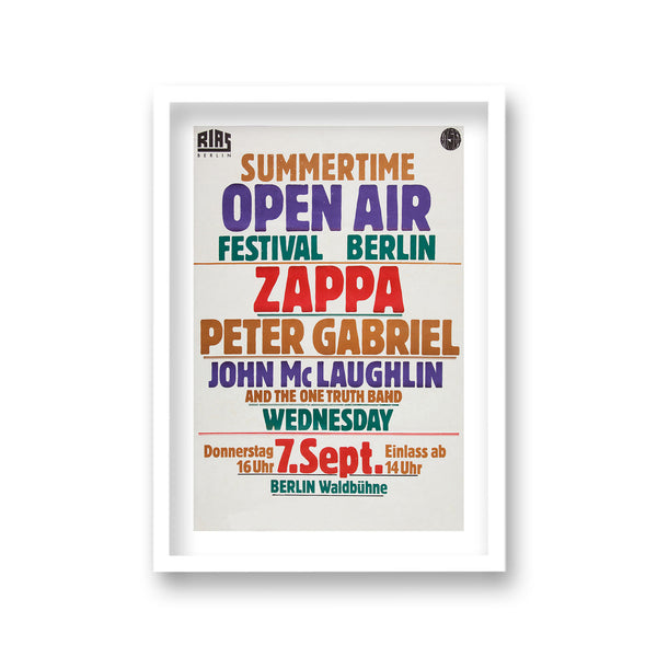 Frank Zappa Peter Gabriel Summertime Open Air Festival Berlin Concert Poster